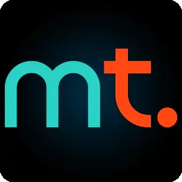 โลโก้ mt. ตัวอักษรสีเขียวน้ำทะเลกับจุดสีส้มบนพื้นดำ ประกอบบันทึกของ VF338
